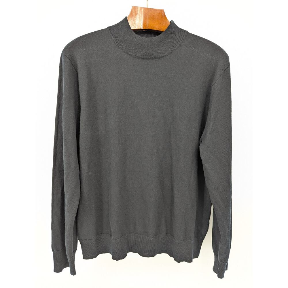 EUC 100% Merino Wool Black J. Crew Pullover Sweater Men's XL